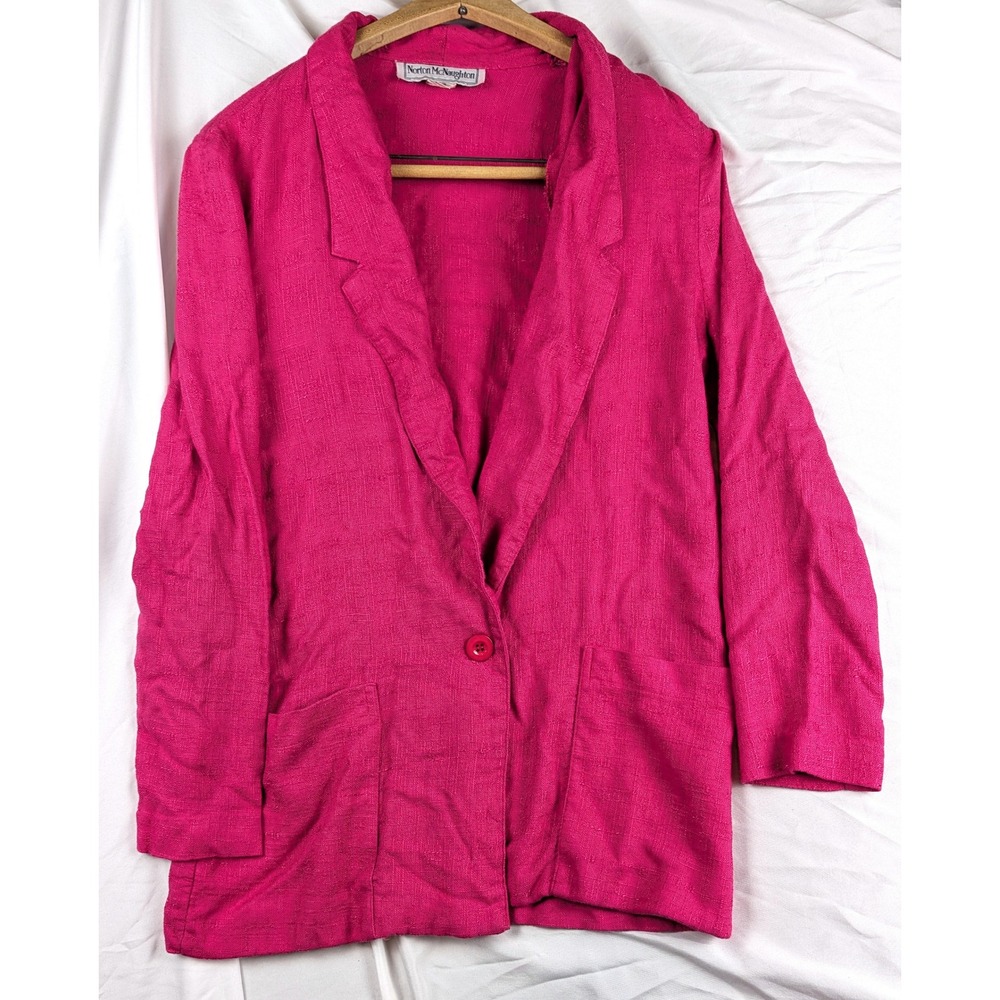 Norton McNaughton Vintage Pink Textured Single Button Blazer Jacket Size 12